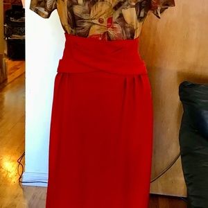 Tatyana Retro Pencil Skirt w/ wrap belt detail